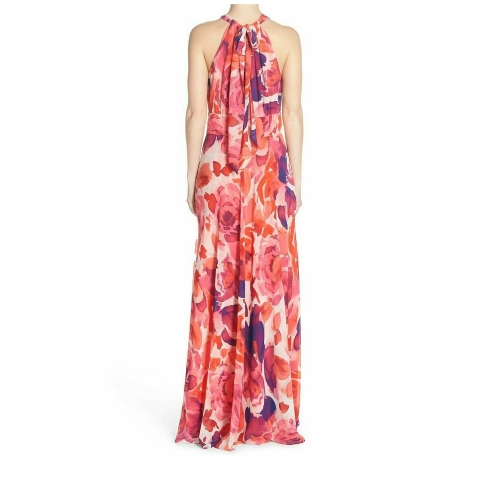 Eliza J Sleeveless Halter Neck Floral Print Chiffon A-line Pleated Maxi Dress 12 - Picture 5 of 12